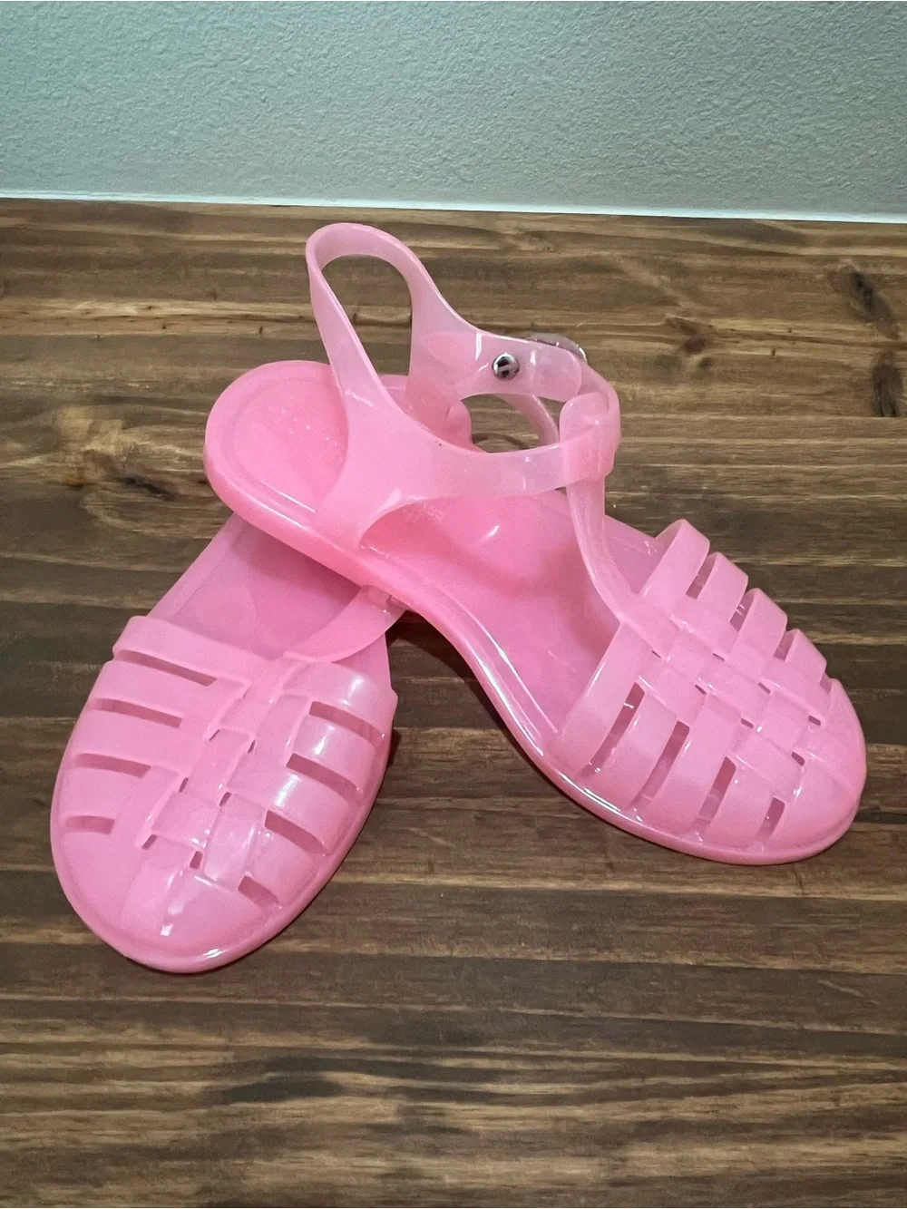 2 Pair of Girls Jelly Sandals in Pink and Ombre Mint-Purple Sz 2/3